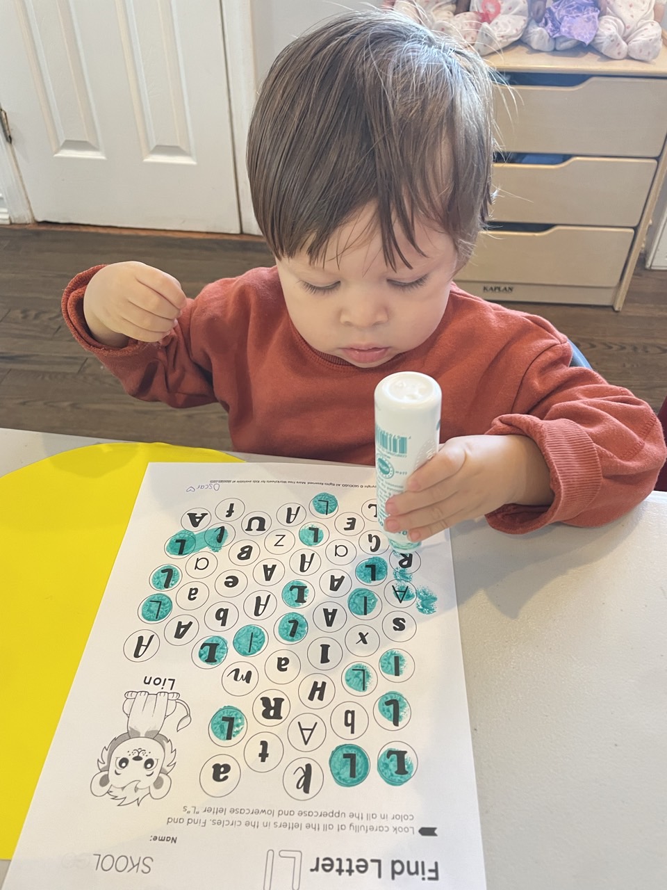 Letter learning activity at Loving Childcare